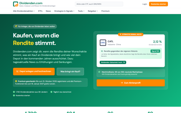 Screenshot Dividenden.com
